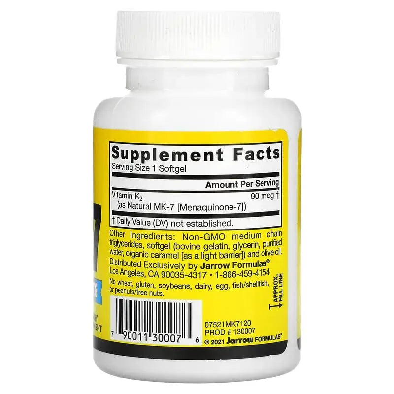 Jarrow Formulas MK-7 90 mcg - 120 Softgels, Pack of 2 - Superior Vitamin K Product for Building Strong Bones Jarrow Formulas Au supplements