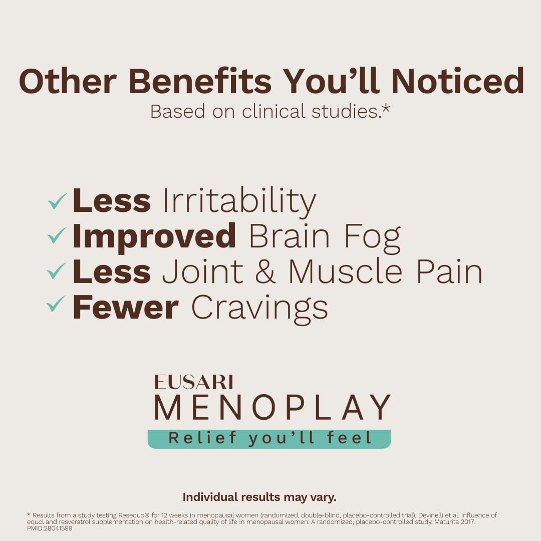 Menoplay Menopause & Perimenopause Relief Supplement – Non-Hormonal Formula with Equol, Black Cohosh & Saffron – Helps Hot Flashes, Night Sweats, Mood & Sleep – Doctor Formulated – 30 Tablets Eusari Au supplements