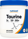 Nutricost Taurine Powder 250 Grams - 125 Servings, 2000mg Per Serving Nutricost Au supplements