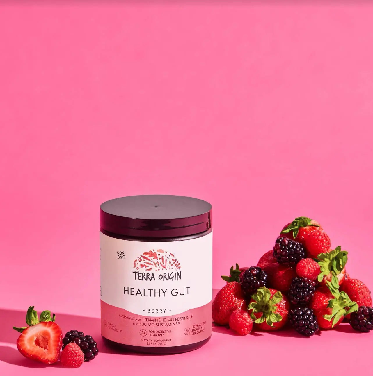 TERRA ORIGIN Healthy Gut Powder (Berry Flavor) |30-Servings with L-Glutamine, Zinc, Glucosamine, Slippery Elm Bark, Marshmallow Root and More! TERRA ORIGIN Au supplements