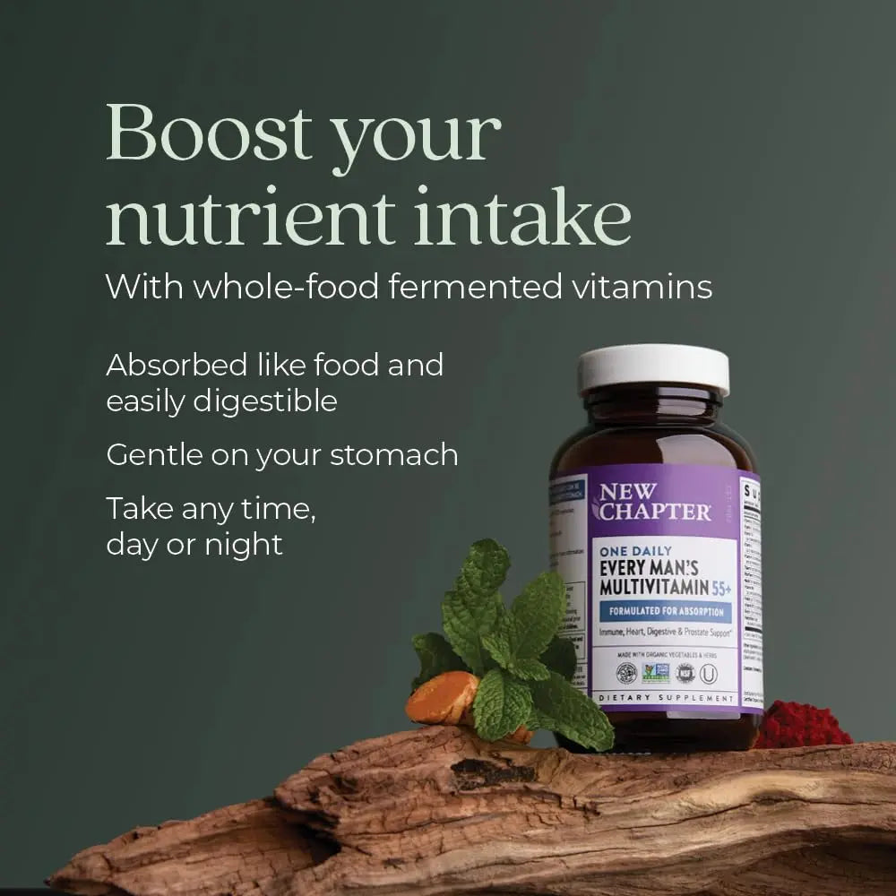 New Chapter Multivitamin for Men 50 Plus + Immune Support - Every Man's One Daily 55+ with Fermented Probiotics + Whole Foods + Astaxanthin New Chapter Au supplements