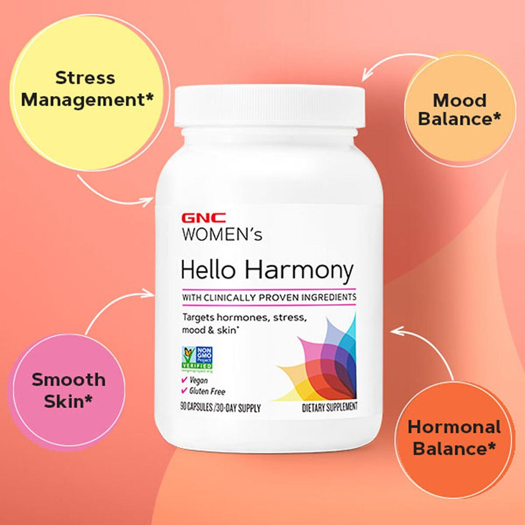 GNC Women's Hello Harmony | Clinically Proven Hormonal Support for Women | Supports Mood, Skin, and Stress Management | Vegan and Gluten Free | 90 Count GNC Au supplements