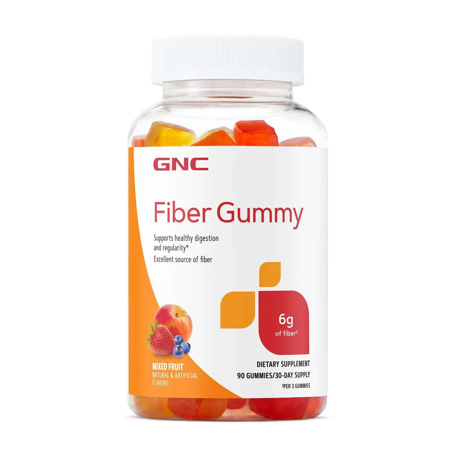 GNC Fiber 6g Gummy | Supports Healthy Digestion & Regularity | Mixed Fruit | 90 Count