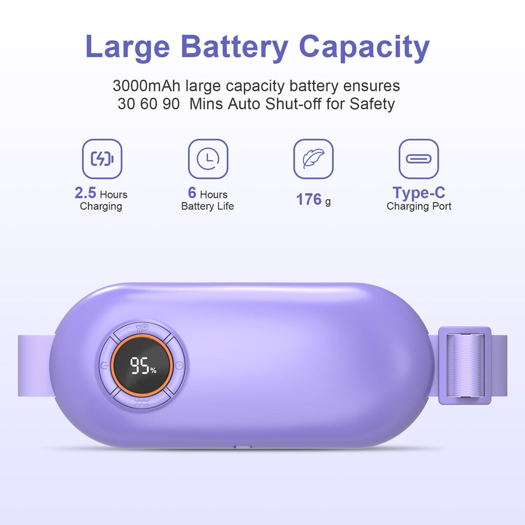 Heating Pad for Period Cramps, 3 Heat Levels and 3 Massage Modes, Portable Heating Pad for Menstrual Cramps Relief, Electric Heat Belt, Christmas Gifts for Women and Girl Stocking Stuffers(Purple) SZO Au supplements