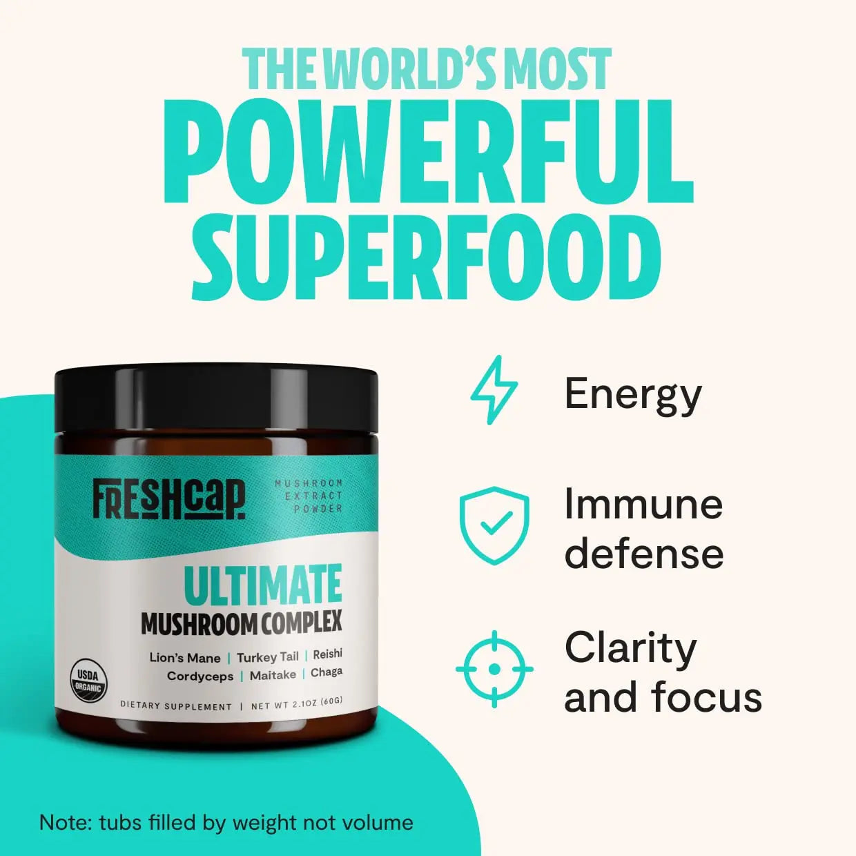 FreshCap Ultimate Mushroom Complex Powder - Lions Mane, Reishi, Cordyceps, Chaga FreshCap Mushrooms Au supplements