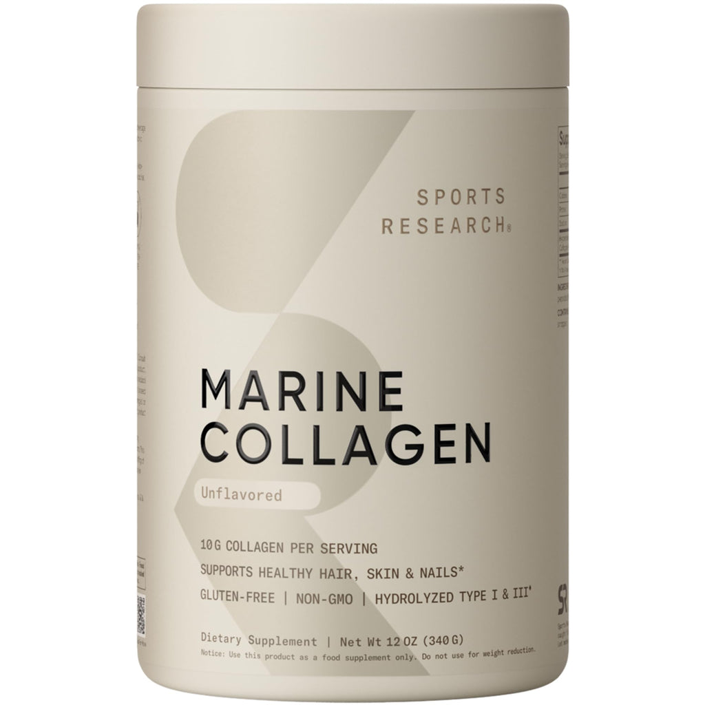 Sports Research Marine Collagen Peptides Powder - Sourced from Wild-Caught Fish, Pescatarian Friendly, Keto Certified & Non-GMO Tested