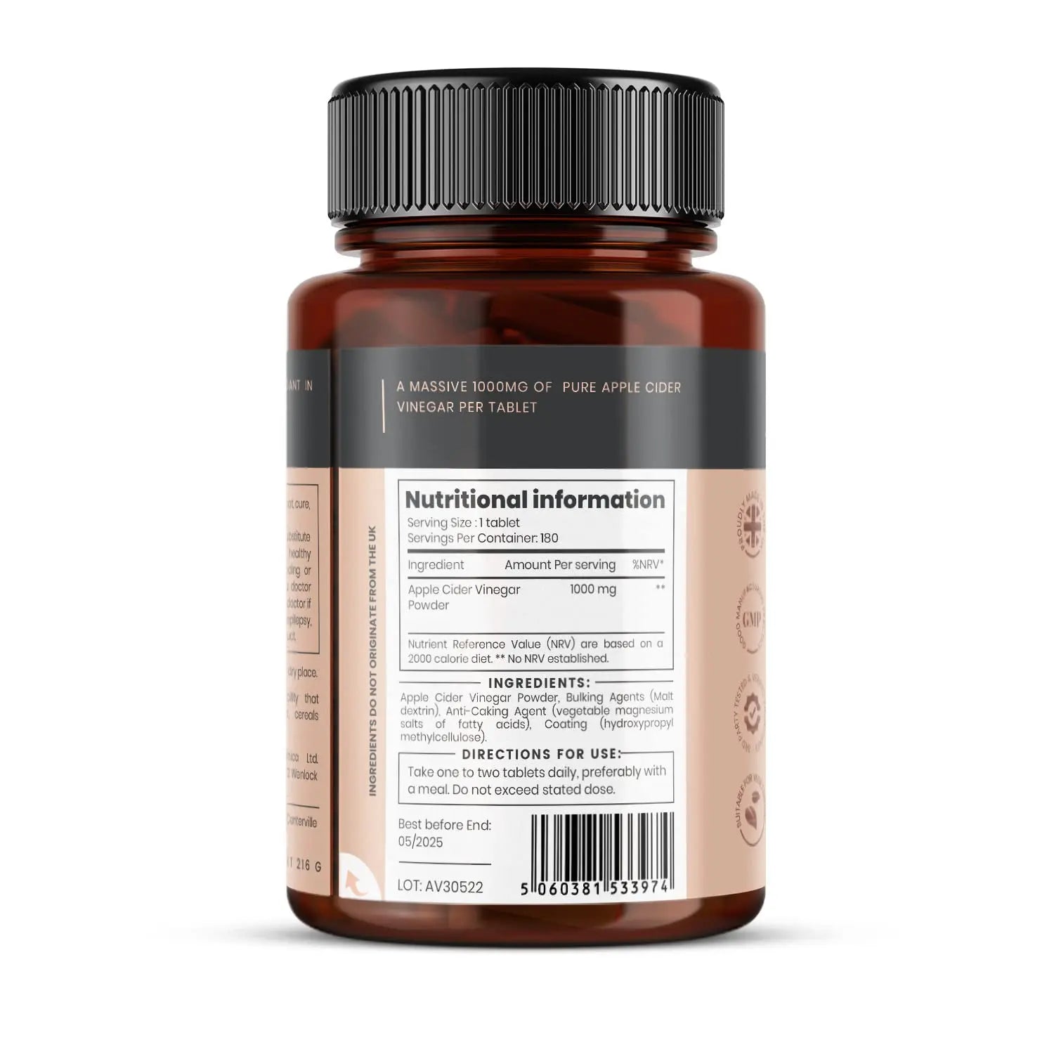Double Strength Apple Cider Vinegar 1000mg x 180 Tablets (6 Months Supply) pureclinica Au supplements