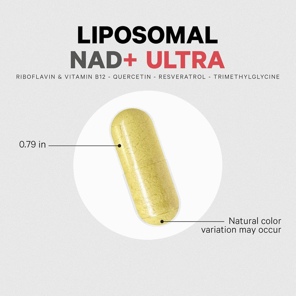 Codeage Liposomal NAD+ with Resveratrol & Vitamin B - NAD Plus Ultra for Energy & Healthy Aging Support - NAD Vitamin Supplement with Quercetin, Betaine, Riboflavin - Bioavailable - 90 Capsules Codeage Au supplements
