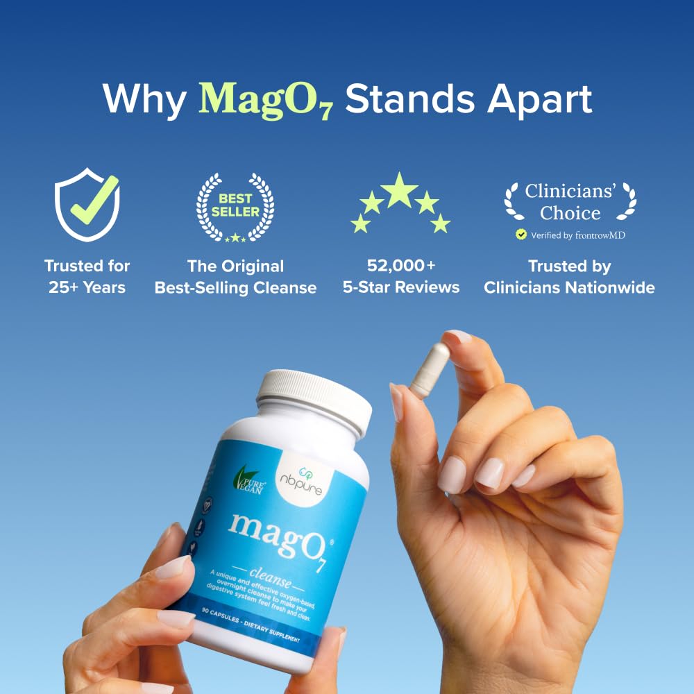 nbpure MagO7 - Natural Colon Cleanse & Detox - Occasional Constipation Relief, Stool Softener, & Bloating Support for Men & Women