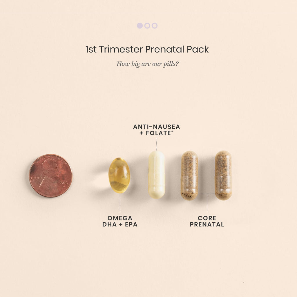 Perelel 1st Trimester Prenatal Pack, Multivitamin with Folate, Vitamin D, Omega 3, Iron & Ginger, Nutritional Support for Early Pregnancy