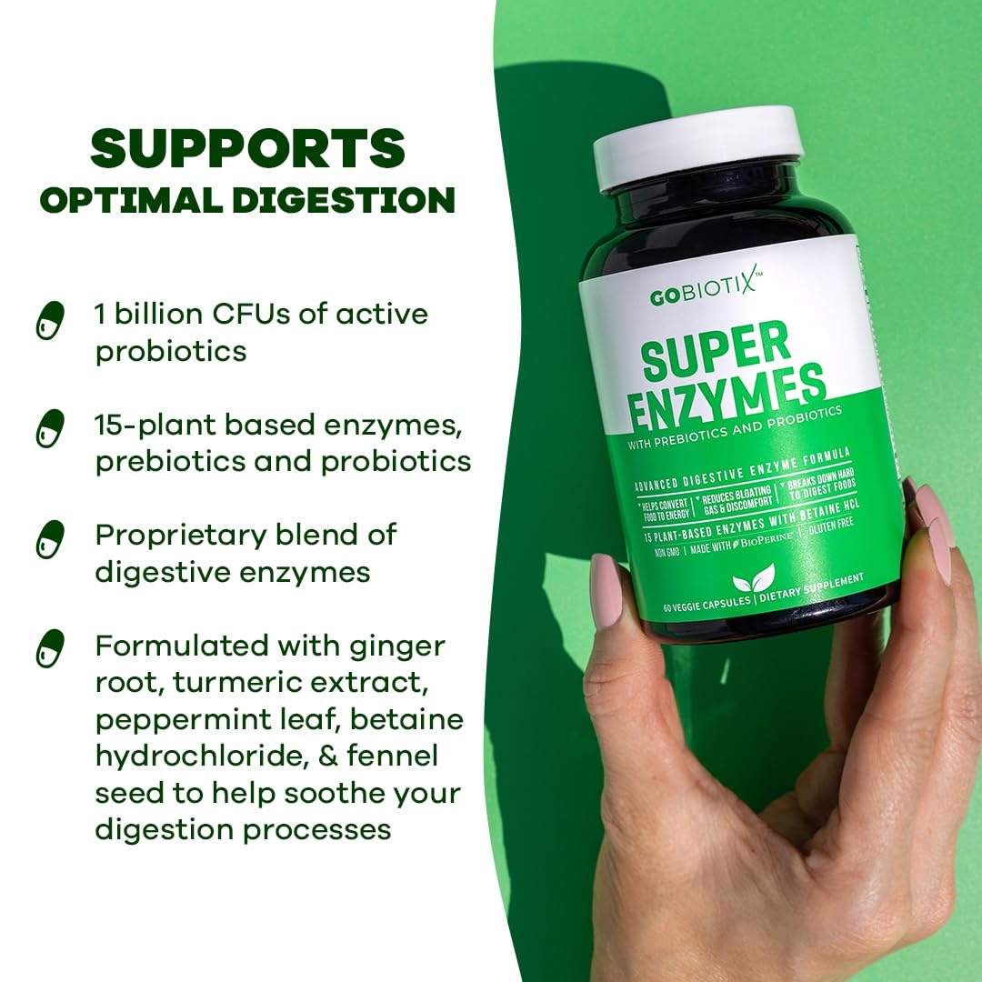 GOBIOTIX Digestive Enzymes Supplement with Prebiotics and Probiotics for Women and Men - Gut Health, Gluten Digestion, Lactose Absorption