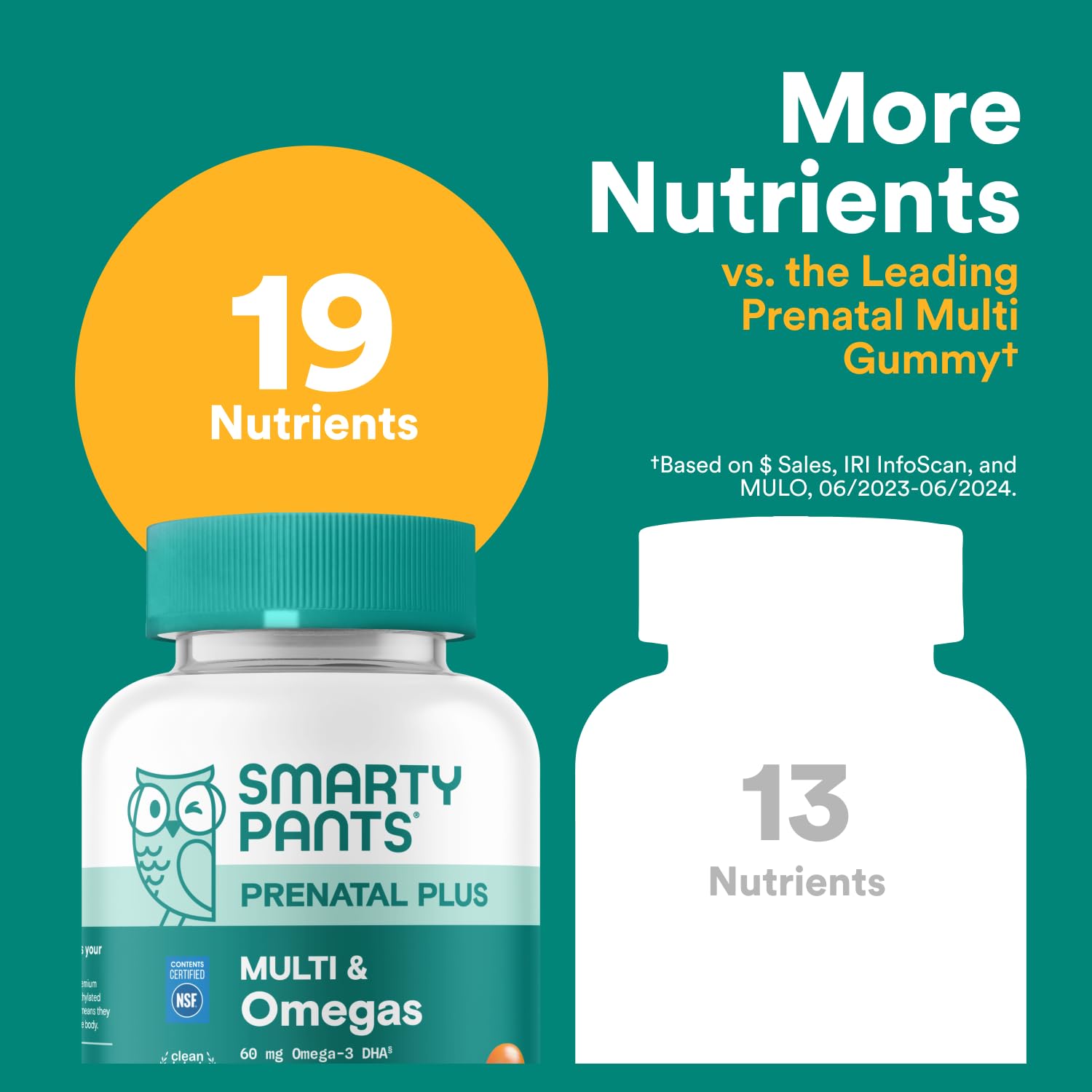 SmartyPants Prenatal Multivitamin Gummies with Omega 3 DHA/EPA, Methylfolate, Biotin, Vitamins D3, C, B12, B6, A, K, and Zinc, Gluten Free, Clean Label
