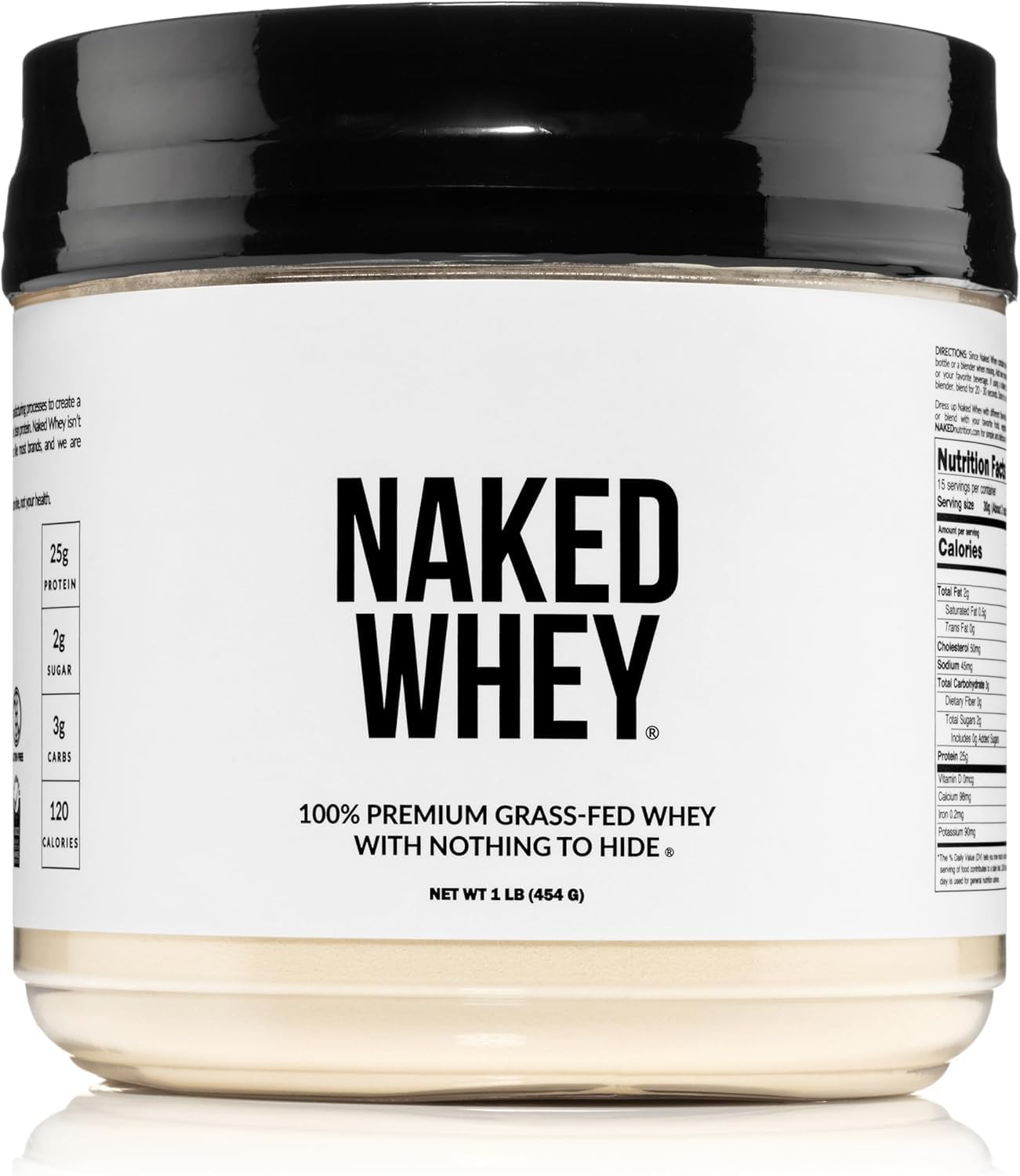 NAKED Whey 1Lb - Only 1 Ingredient, Grass Fed Whey Protein Powder, NSF Certified, Undenatured, No Gmos, No Soy, Gluten Free