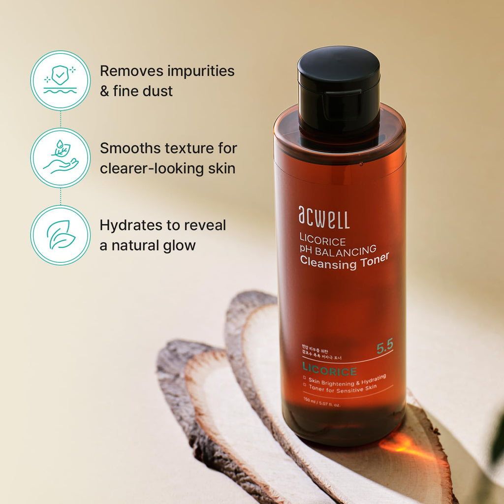 ACWELL Licorice pH 5.5 Balancing Korean Toner and Cleansing 5.07 fl.oz. - Alcohol-Free Hydrating Facial Astringent