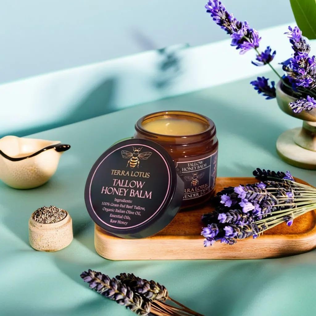 Terra Lotus - Organic Grass-Fed Beef Tallow Balm with Raw Honey - Moisturizing Cream