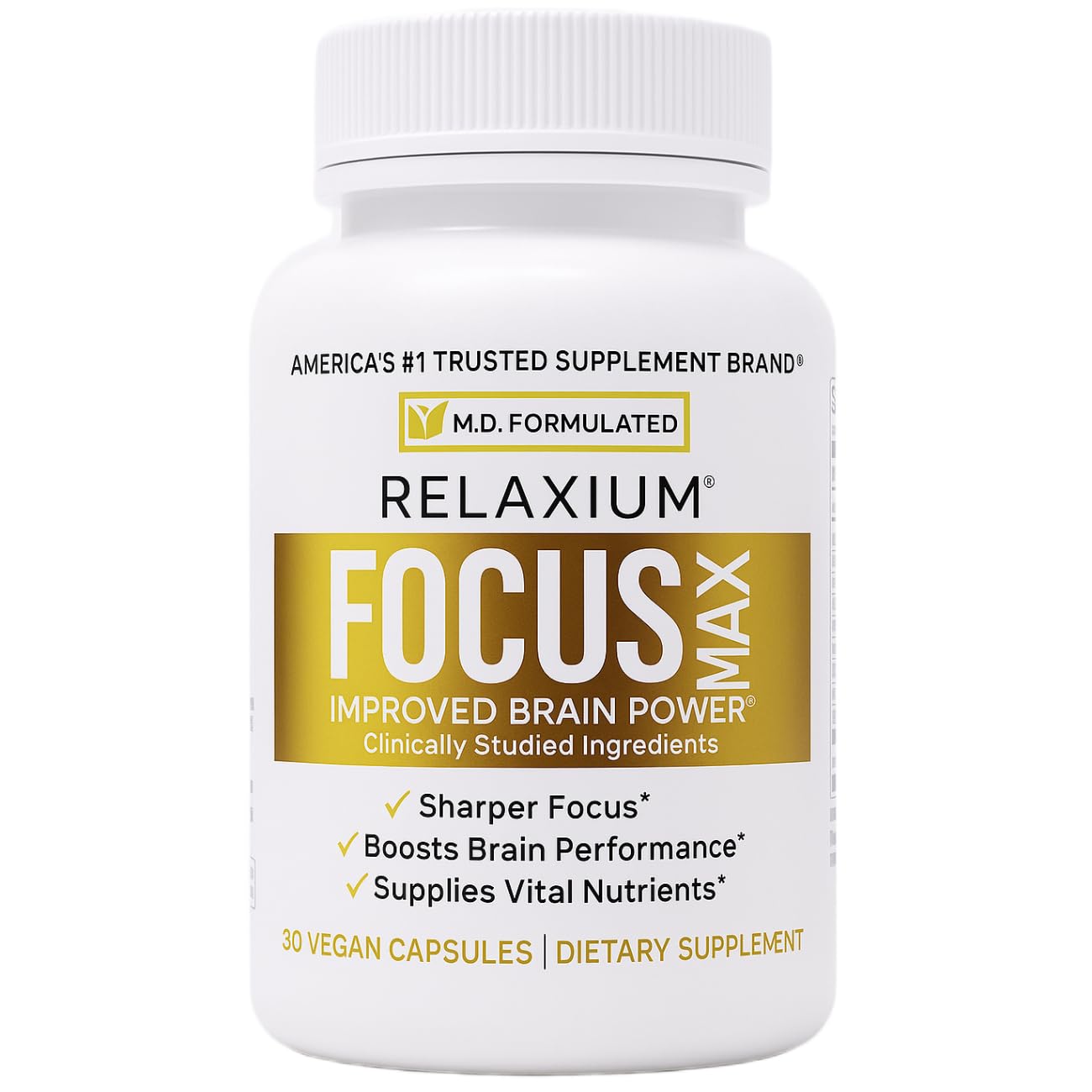 Relaxium FocusMax, Brain & Focus Health Supplement, Mental Clarity Support, Proven Concentration, Focus, Memory,