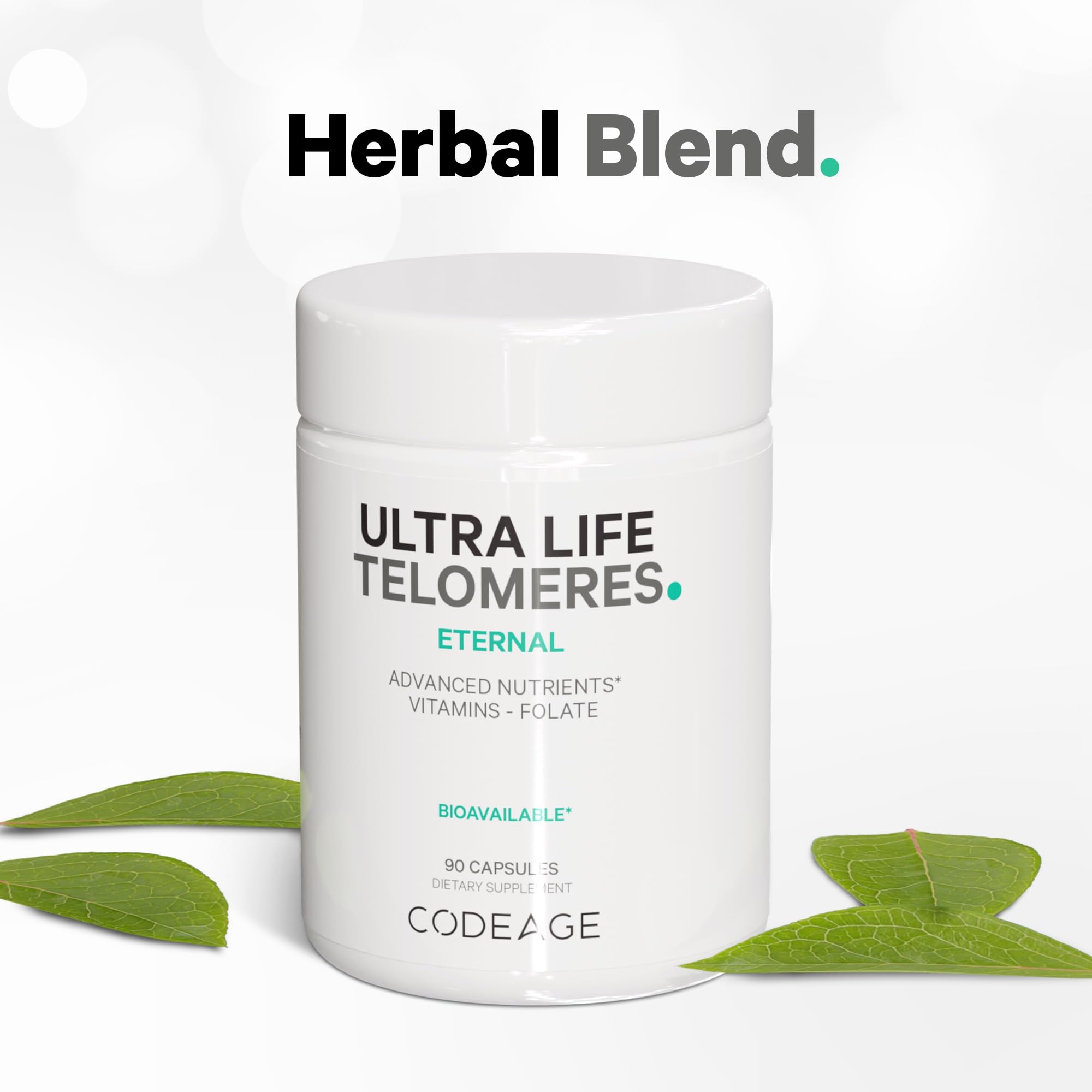 Codeage Ultra Life Telomeres Supplement - 5 MTHF Folate Vitamin B9, Vitamin B12 Methylcobalamin, Vitamin D3, L-Theanine, Ashwagandha - 3-Month Supply - DNA, Methylation Cycle - Non-GMO - 90 Capsules Codeage Au supplements