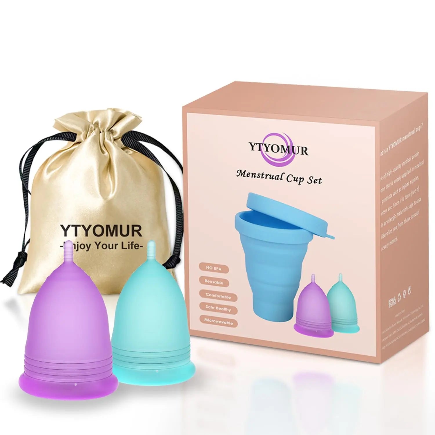YTYOMUR Menstrual Cup Set, 2 Soft Period Cup Come with Collapsible Cleaner Cup YTYOMUR Au supplements