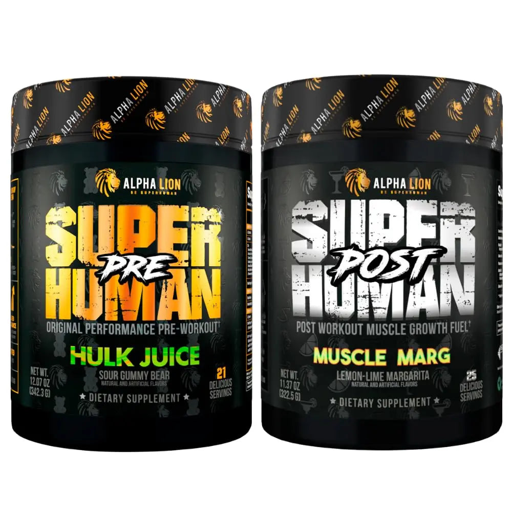 ALPHA LION Superhuman Pre Workout Powder & Post Workout Recovery Bundle, Sustained Energy & Focus + Lean Muscle Growth, Strength & Volume (Hulk Juice & Muscle Marg ALPHA LION Au supplements