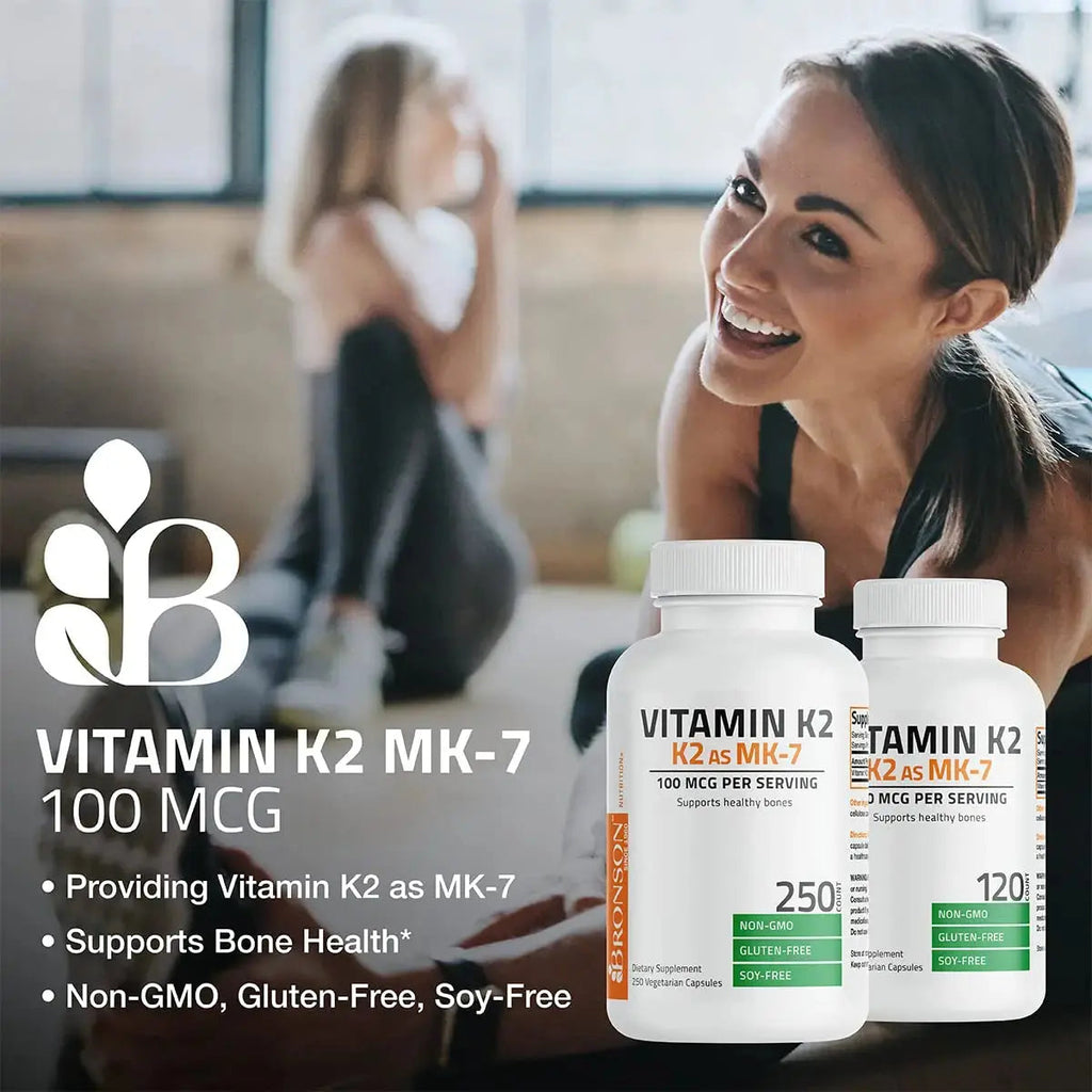 Bronson Vitamin K2 as MK-7 Menaquinone 100 mcg Non-GMO, 250 Capsules Bronson Au supplements