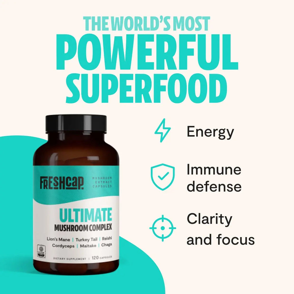 FreshCap Ultimate Mushroom Complex - Lions Mane, Reishi, Cordyceps, Chaga, Turkey Tail FreshCap Mushrooms Au supplements