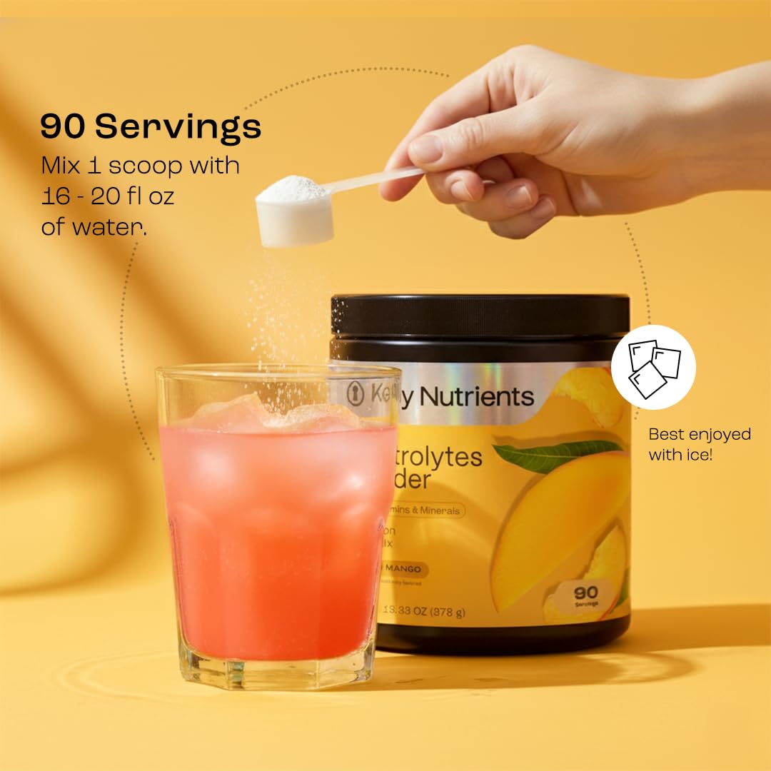 KEY NUTRIENTS Multivitamin Electrolytes Powder No Sugar - Tropical Peach Mango Electrolyte Powder - Endurance & Energy Supplement - Hydration Powder
