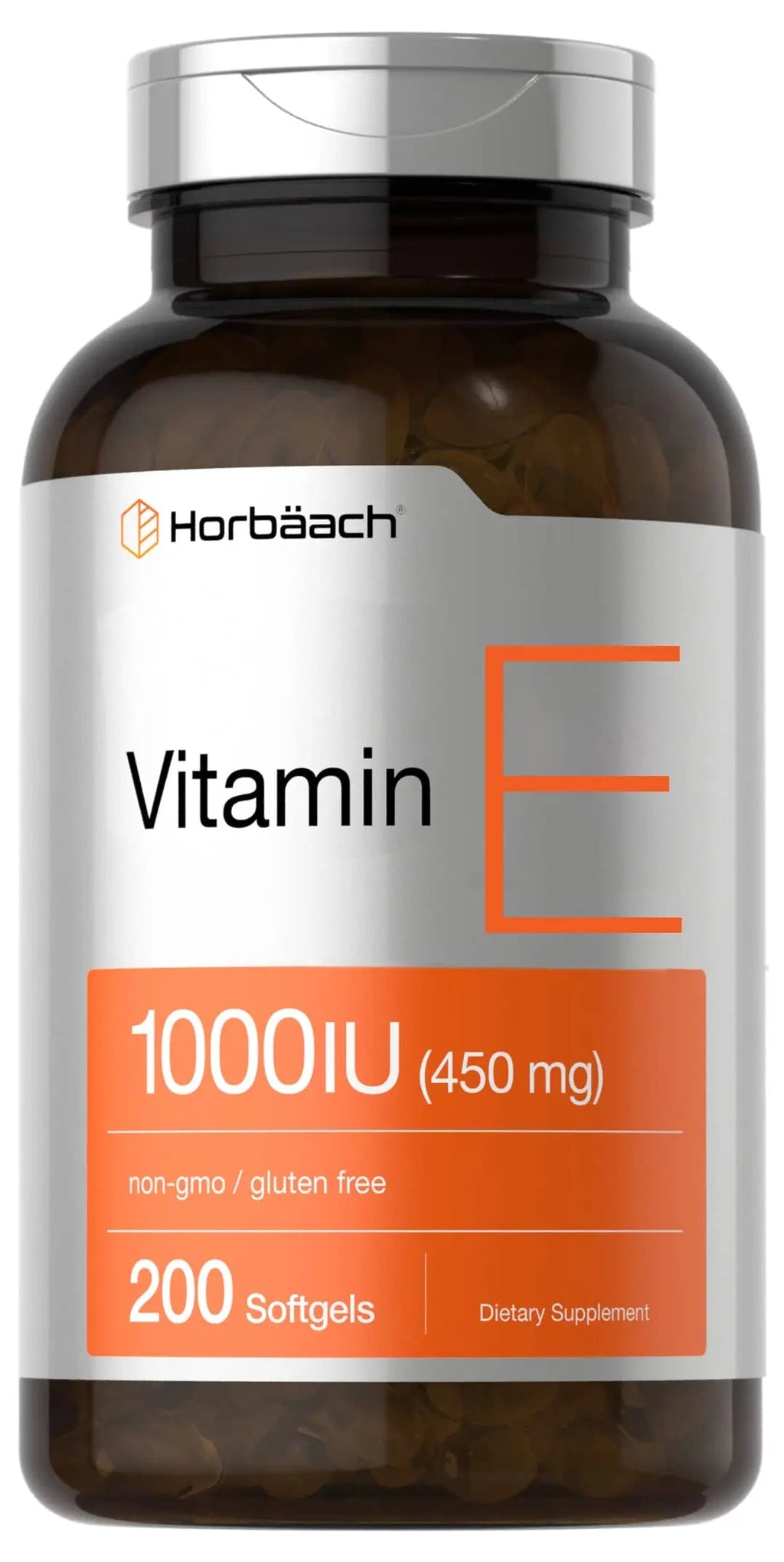 Vitamin E 1000 IU Softgel Capsules | 200 Count | Non-GMO, Gluten Free, Preservative Free Horbäach Au supplements