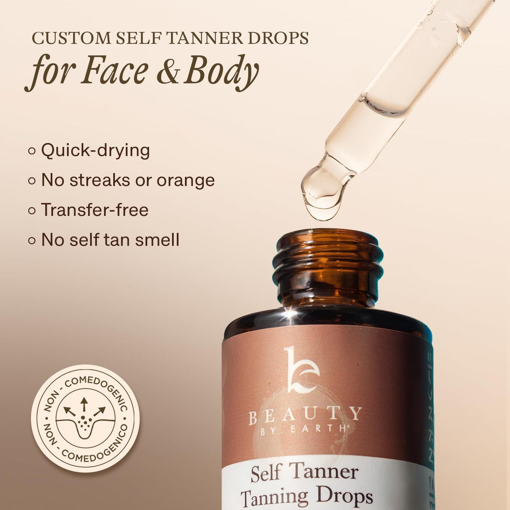 Self Tanning Drops - USA Made with Natural & Organic Ingredients, Medium Face Tanning Drops to Add to Lotion