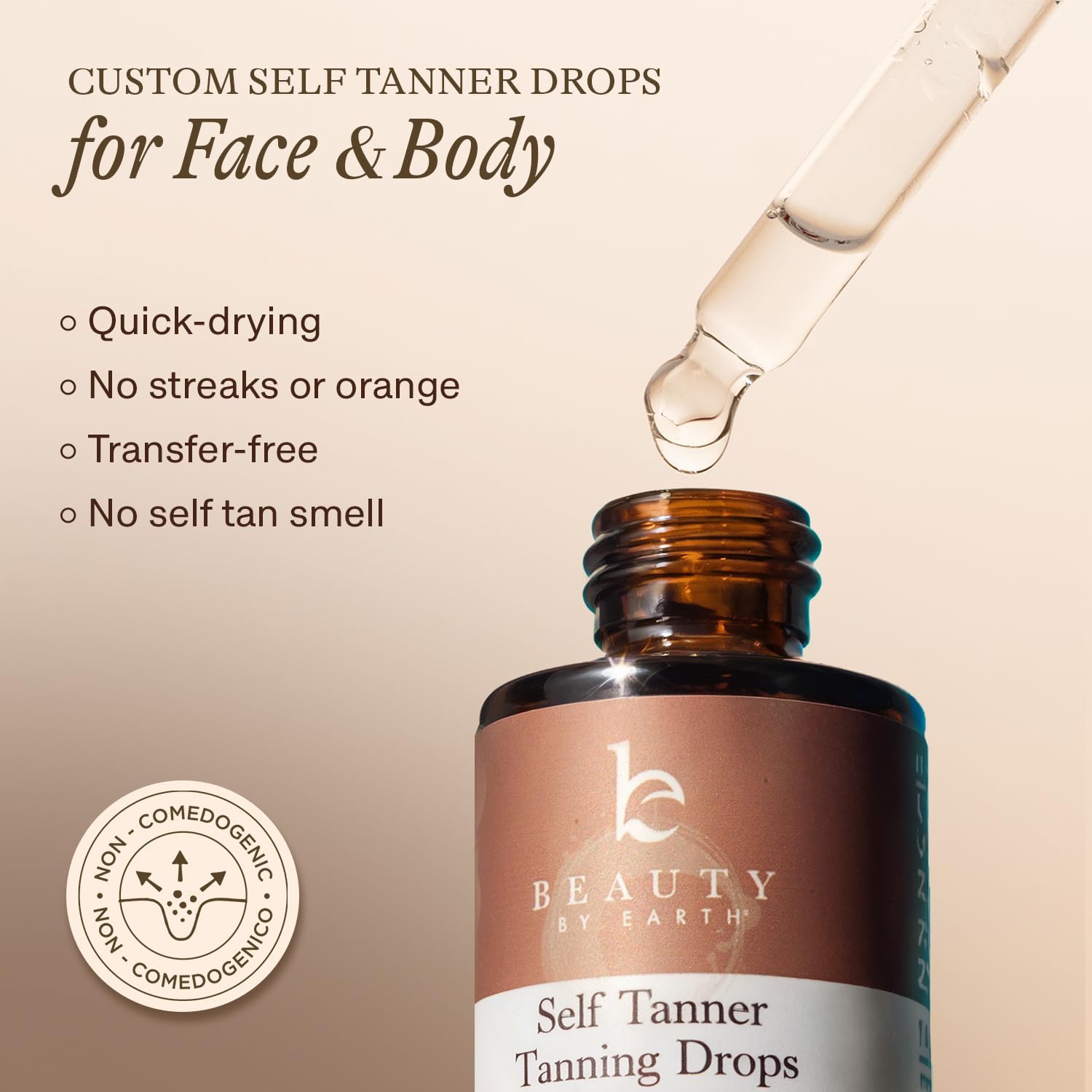 Self Tanning Drops - USA Made with Natural & Organic Ingredients, Medium Face Tanning Drops to Add to Lotion