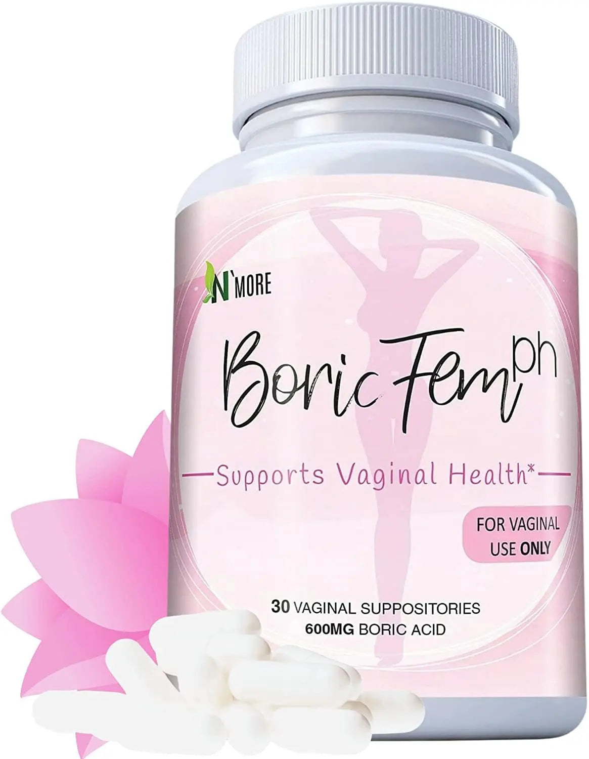 N'More Boric Acid Vaginal Suppositories- 100% Pure - Made in USA- Boricfem Vaginal Health Supplement N'More Au supplements