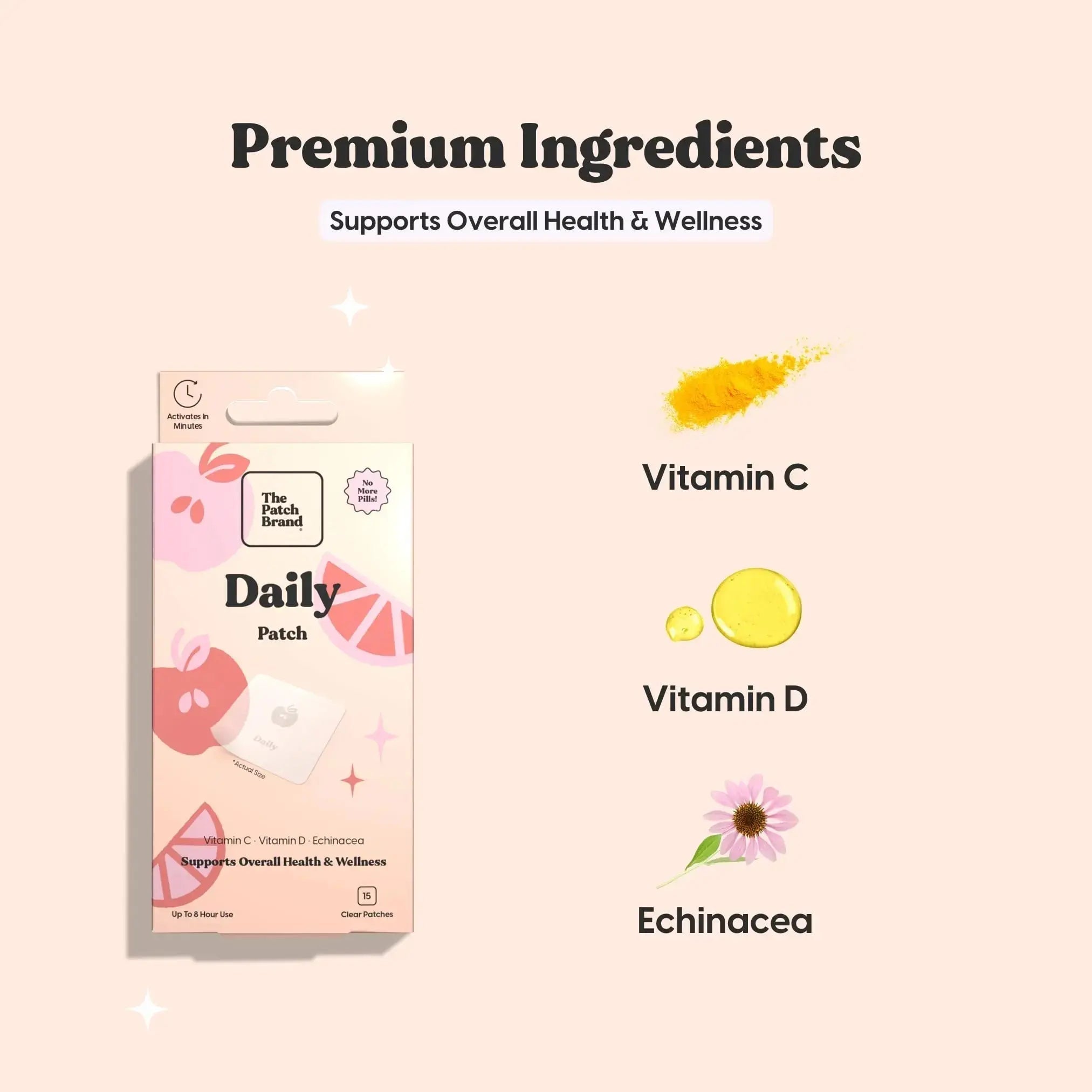 The Patch Brand Daily Support Patches | Natural Wellness Infused with Vitamin C, Zinc Citrate, Vitamin D, Ginko Biloba and Echinacea The Patch Brand Au supplements