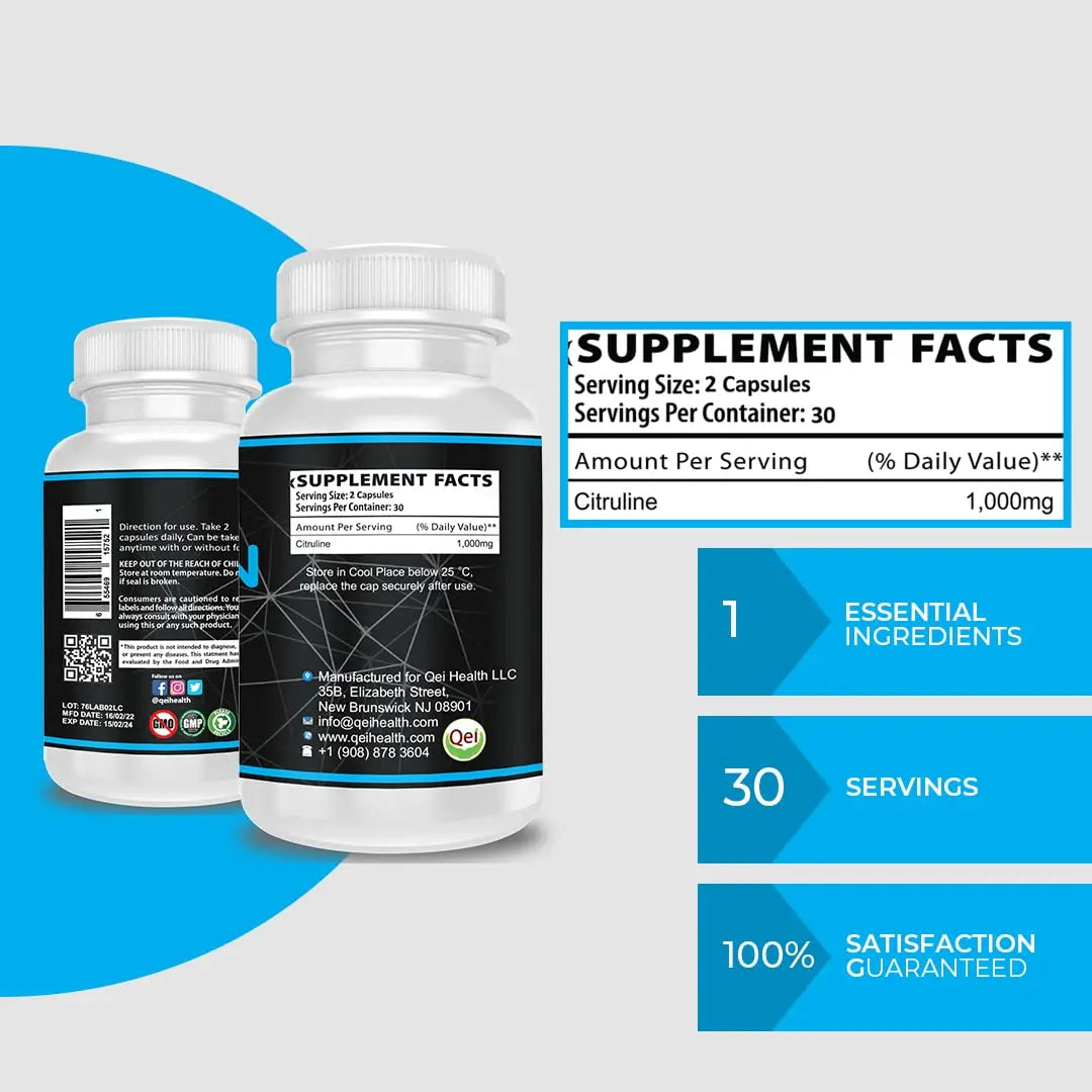 Qei Oxygen (Nitric Oxide) - L-Citrulline a Key Ingredient - Detoxes - Supports Blood Circulation Heath Secret Au supplements