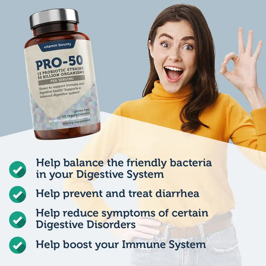 Vitamin Bounty Pro-50 Probiotics Supplement- 13 Probiotic Strains, Gut Health Vitamin Bounty Au supplements