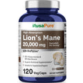 NusaPure Lions Mane 20:1 Extract (20,000 mg Equivalent) - Made with Organic Lion`s Mane, Bioperine - 30% Polysaccharides - 120 Veggie Caps. Non-GMO, Gluten Free NusaPure Au supplements