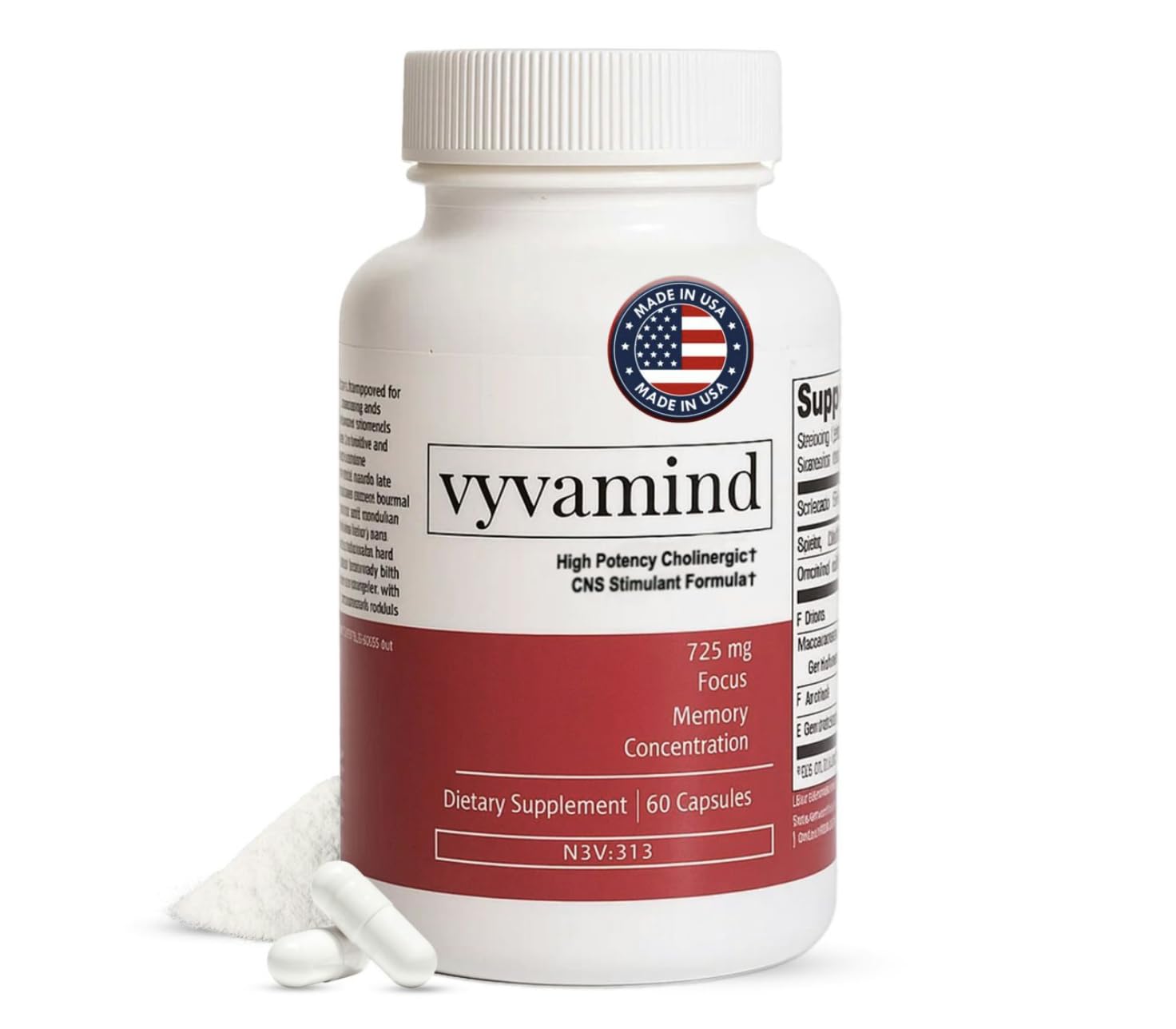 vyvamind Neurostimulant + Focus Aid Nootropic for Enhanced Concentration & Mental Clarity, Brain Support with Caffeine L-Theanine, Fast-Acting Cognitive Boost, 60 Capsules vyvamind Neurostimulant + Focus Aid Au supplements