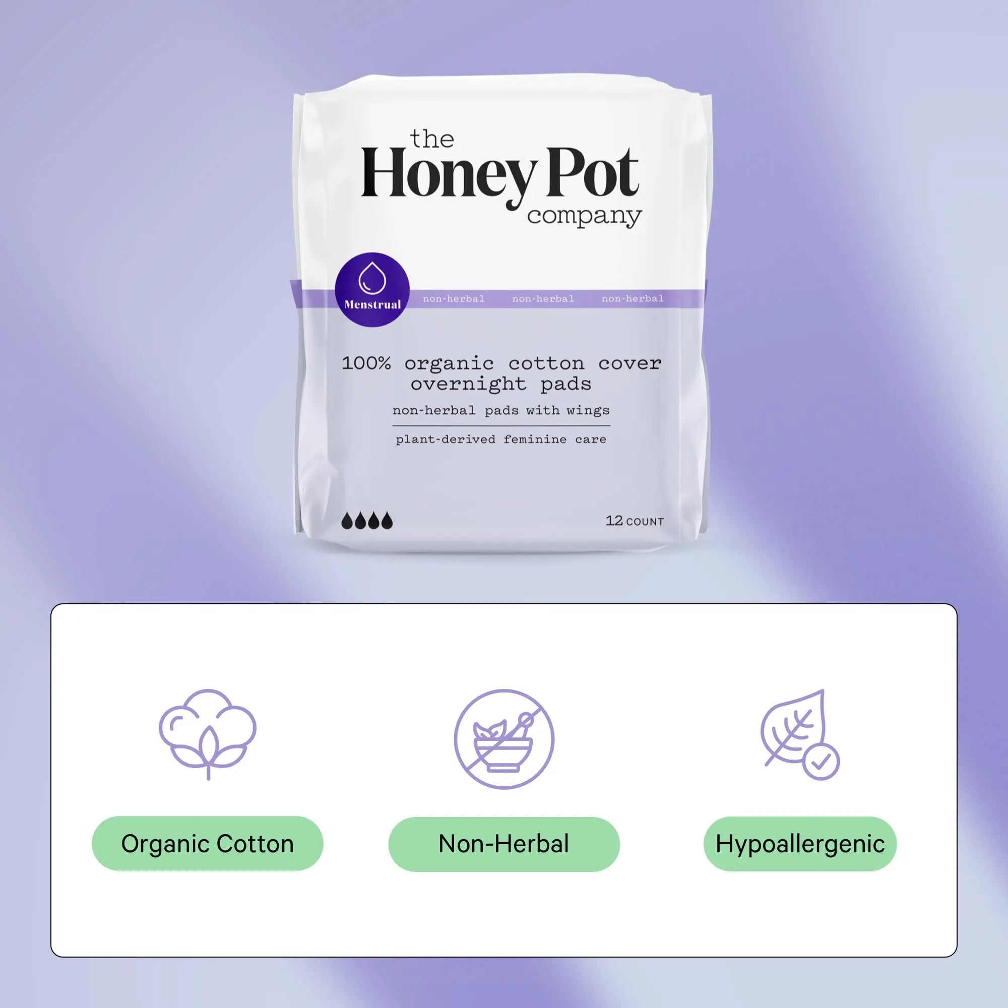 The Honey Pot Company - Non-Herbal Overnight Pads with Wings - Organic Pads for Women The Honey Pot Company Au supplements