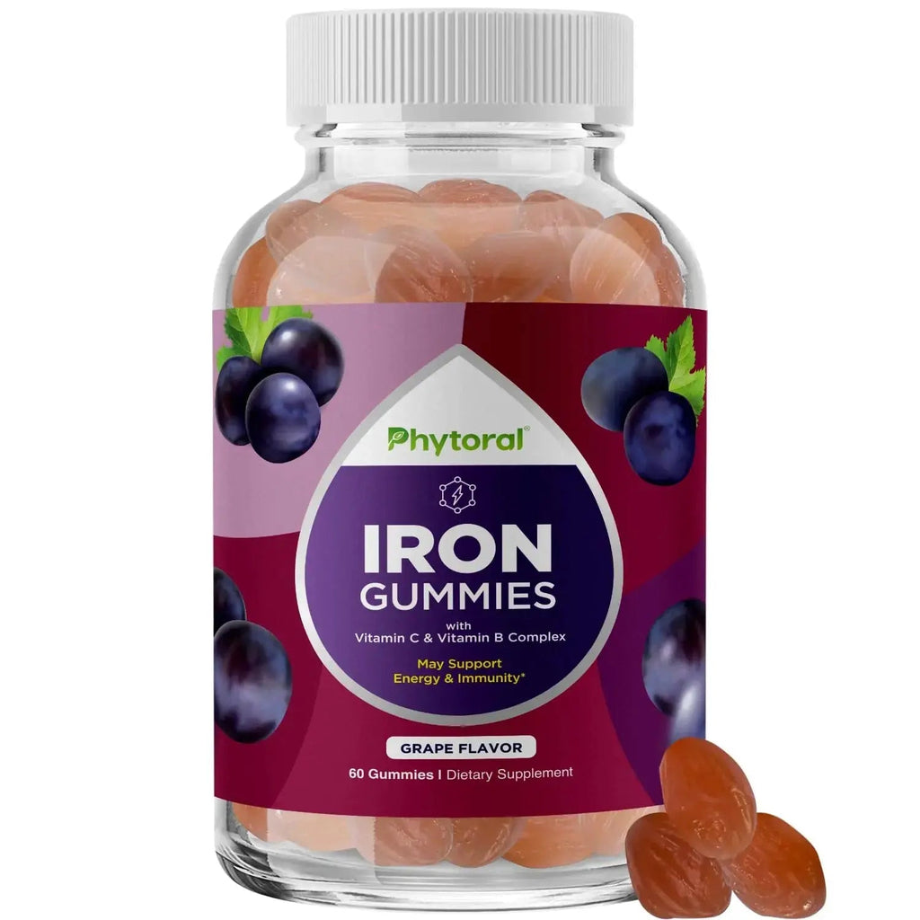 Natural Multivitamin Iron Gummies for Adults - Adult Gummy Vitamins with Iron and Energy Boost B Complex Vitamins Phytoral Au supplements