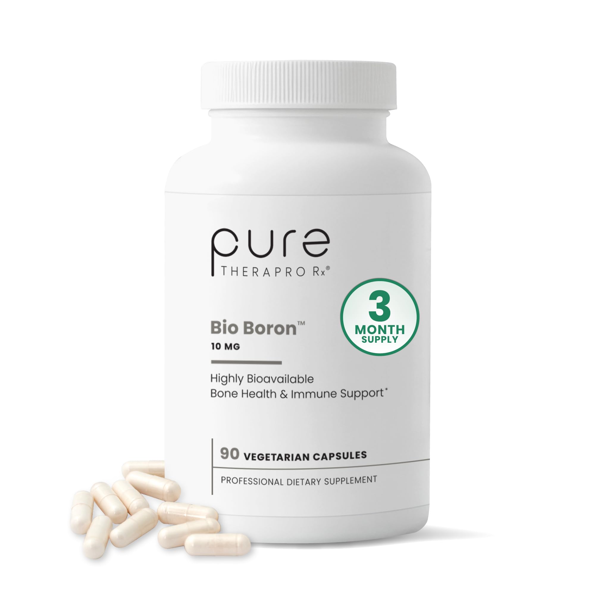Pure TheraPro Rx Bio Boron 10mg, 3 Months Supply - Bororganic Glycine Boron for Men & Women - Premium Formula for Bone Health, Joint Flexibility