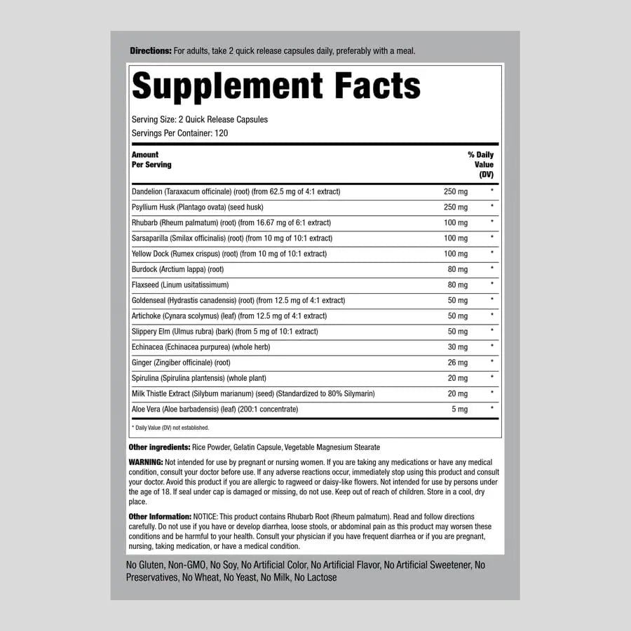 Piping Rock Detox Cleanse Capsules | 240 Pills | Herbal Complex | Lean Formula Piping Rock Au supplements