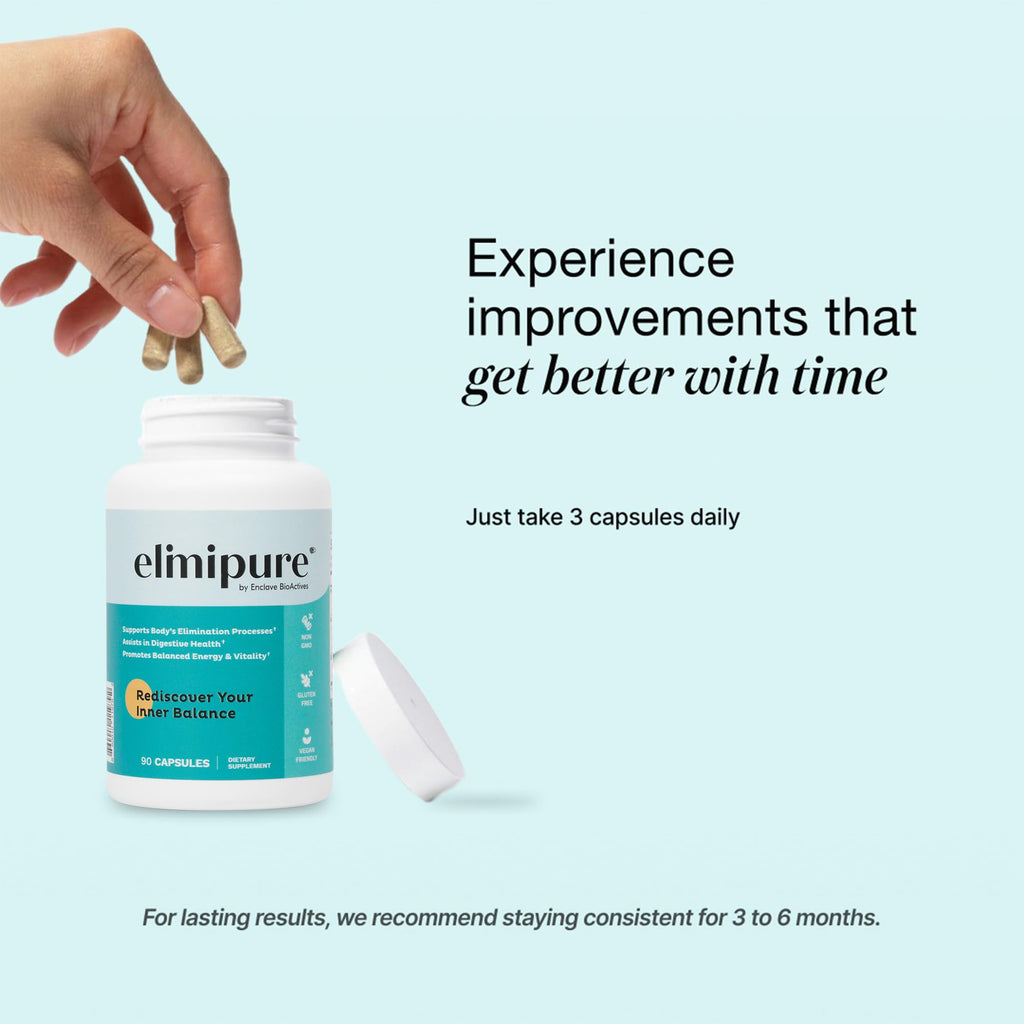 Elimipure Gut Cleanse & Restore Supplement: Natural & Effective Detox Cleanse Capsules | Fortify Your Microbiome | Effortless Morning Stools