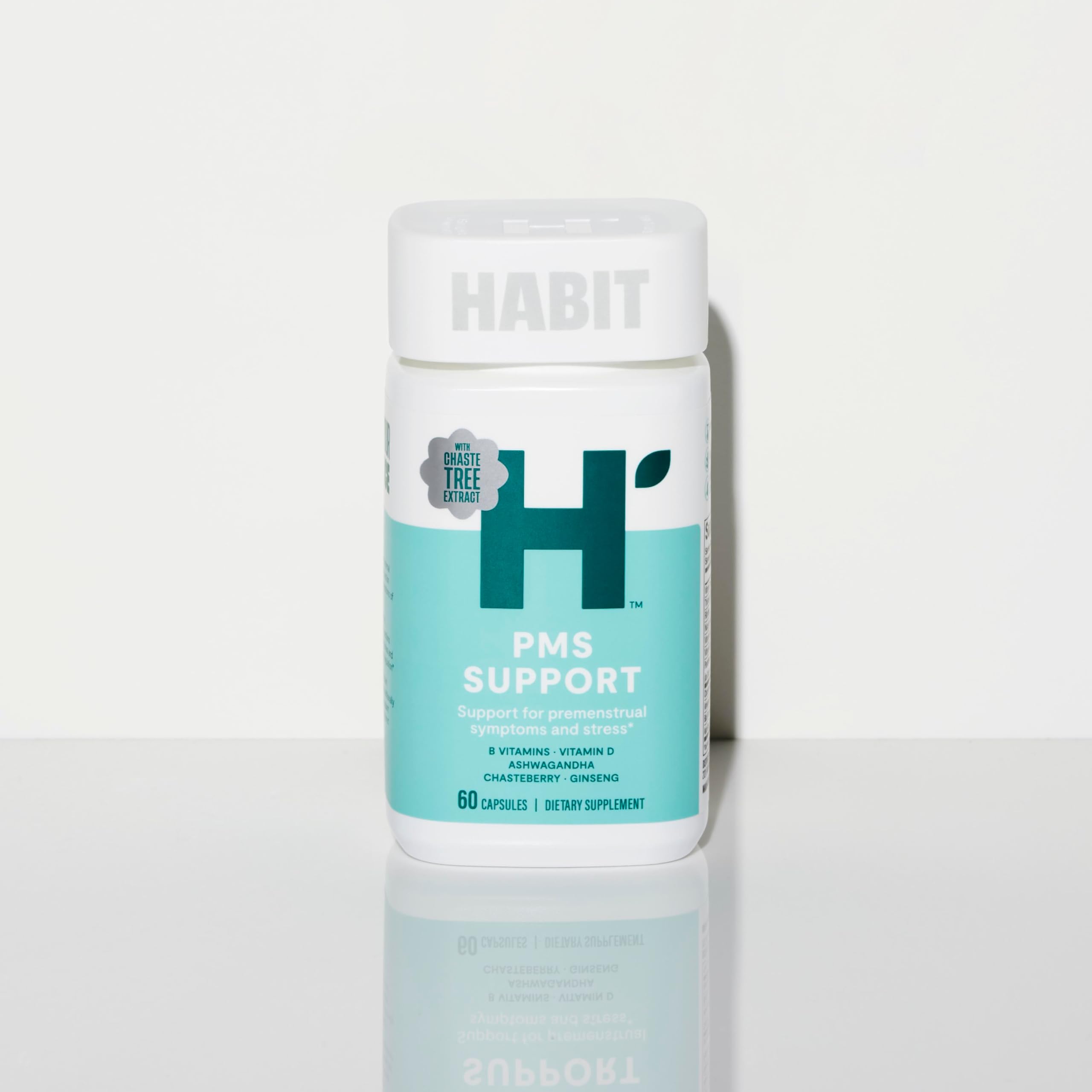 Habit PMS Support Supplement for Women (60 Capsules) - Supports Premenstrual Symptoms & Stress, Hormone Balance, Mood, B Vitamins, Vitamin D, Chasteberry, Ashwagandha, Gluten-Free, Non-GMO (1 Pack) H' Habit Au supplements