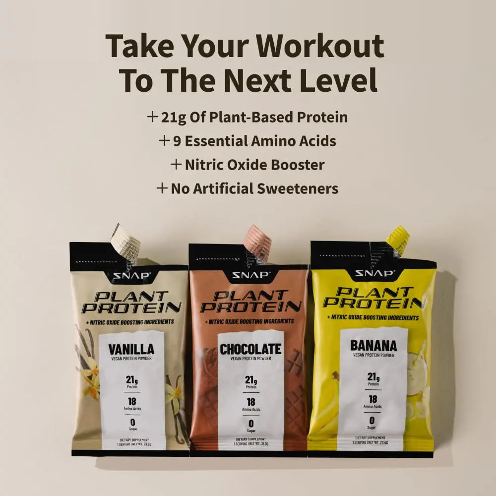 Snap Supplements 100% Plant Based Protein Powder Stick Packs with Nitric Oxide Booster Snap Supplements Au supplements