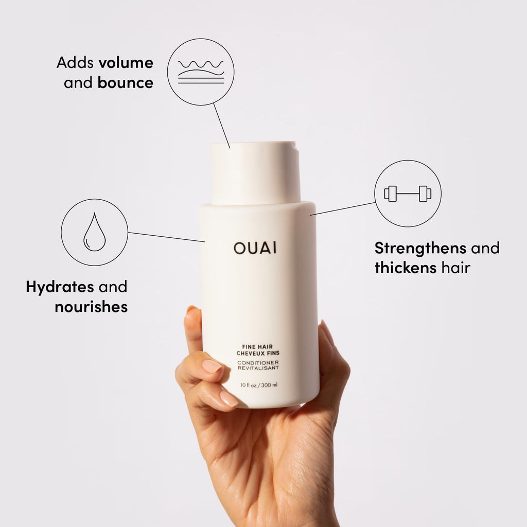 OUAI Fine Shampoo and Conditioner Set - Sulfate Free Shampoo and Conditioner for Women & Men - Made with Keratin, Marshmallow Root, Shea Butter & Avocado Oil - Free of Parabens & Phthalates (10 Fl Oz) OUAI Au supplements