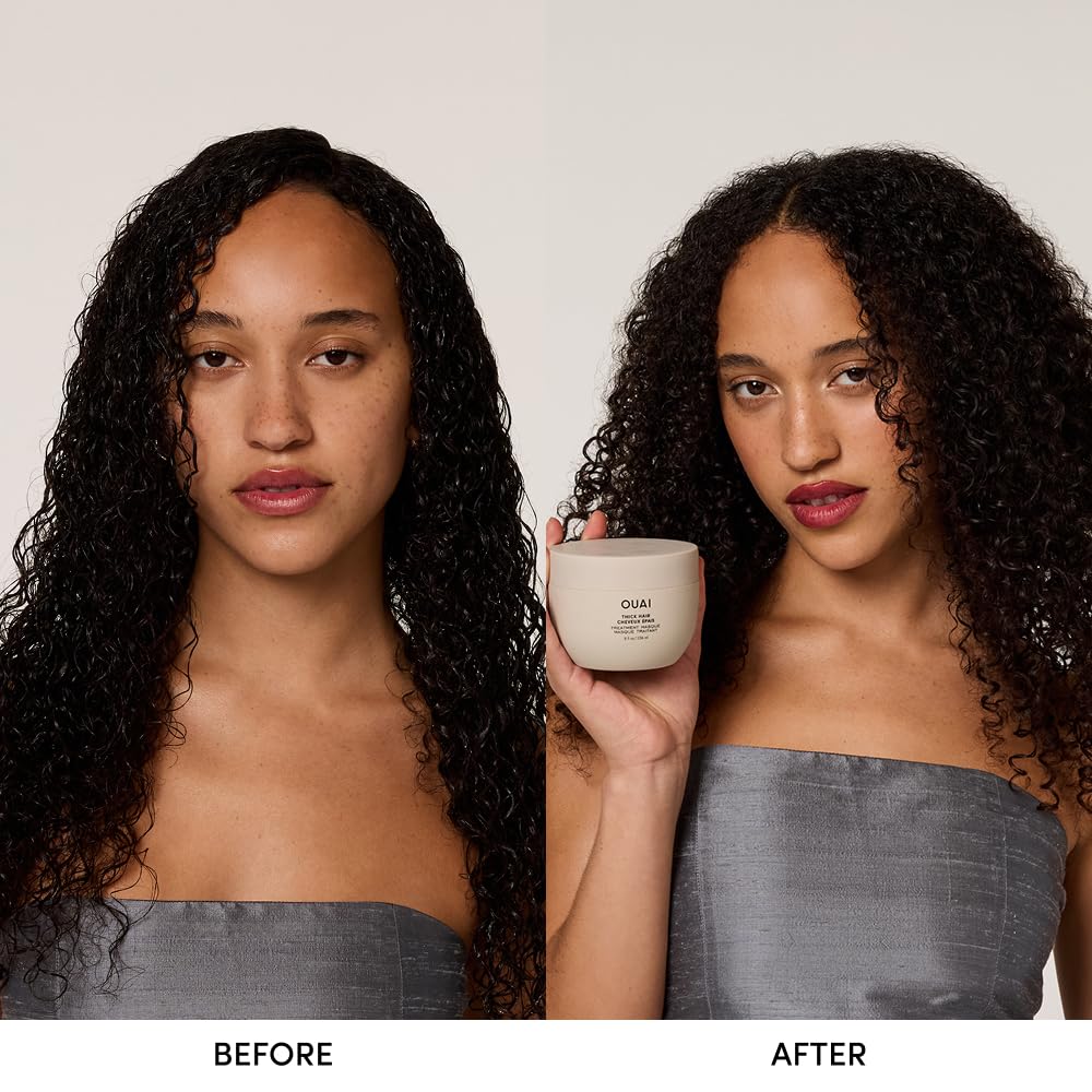 OUAI Thick Hair Mask - Treatment Masque with Almond Oil, Olive Oil, & Hydrolyzed Keratin to Restore Damaged Hair - Phthalate & Paraben Free Masque (3.4 Oz) OUAI Au supplements