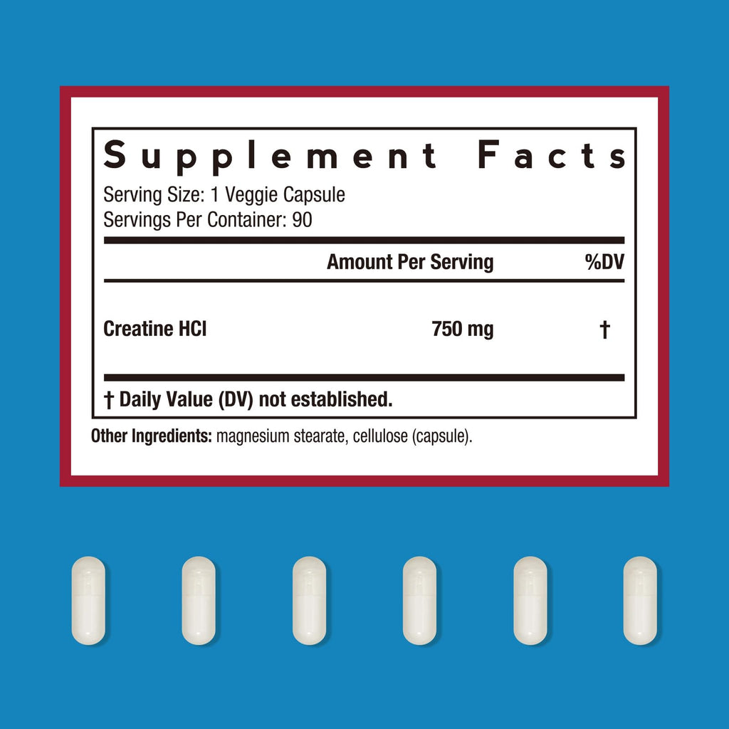 Doctor's Recipes Creatine HCl Capsules, 750 mg, Creatine Hydrochloride for Women & Men, Strength & Recovery, Brain Health, Fast Absorbing, Vegan, 90 Capsules Doctor's Recipes Au supplements