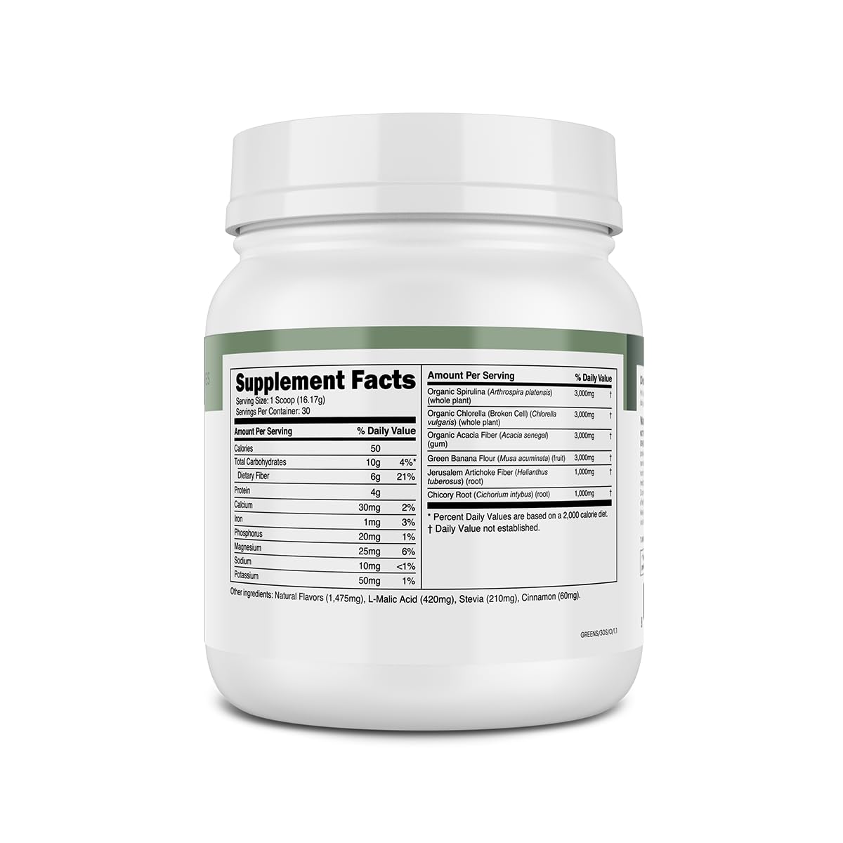 Transparent Labs Prebiotic Greens - Superfood Powder & Antioxidants Supplement with Organic Spirulina, Chloerra, Acacia, & Green Banana Powder - 30 Servings, Unflavored
