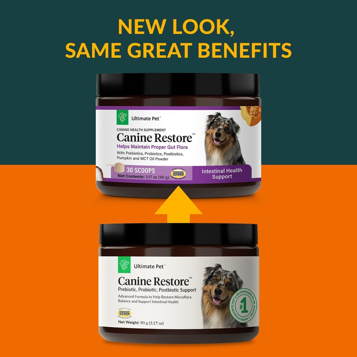 Ultimate Pet Nutrition Canine Restore, Gut Health Supplement with Prebiotics, Probiotics, & Postbiotics for Digestive Health & Immunity Support, Vet Formulated Powder Food Topper ULTIMATE PET NUTRITION Au supplements