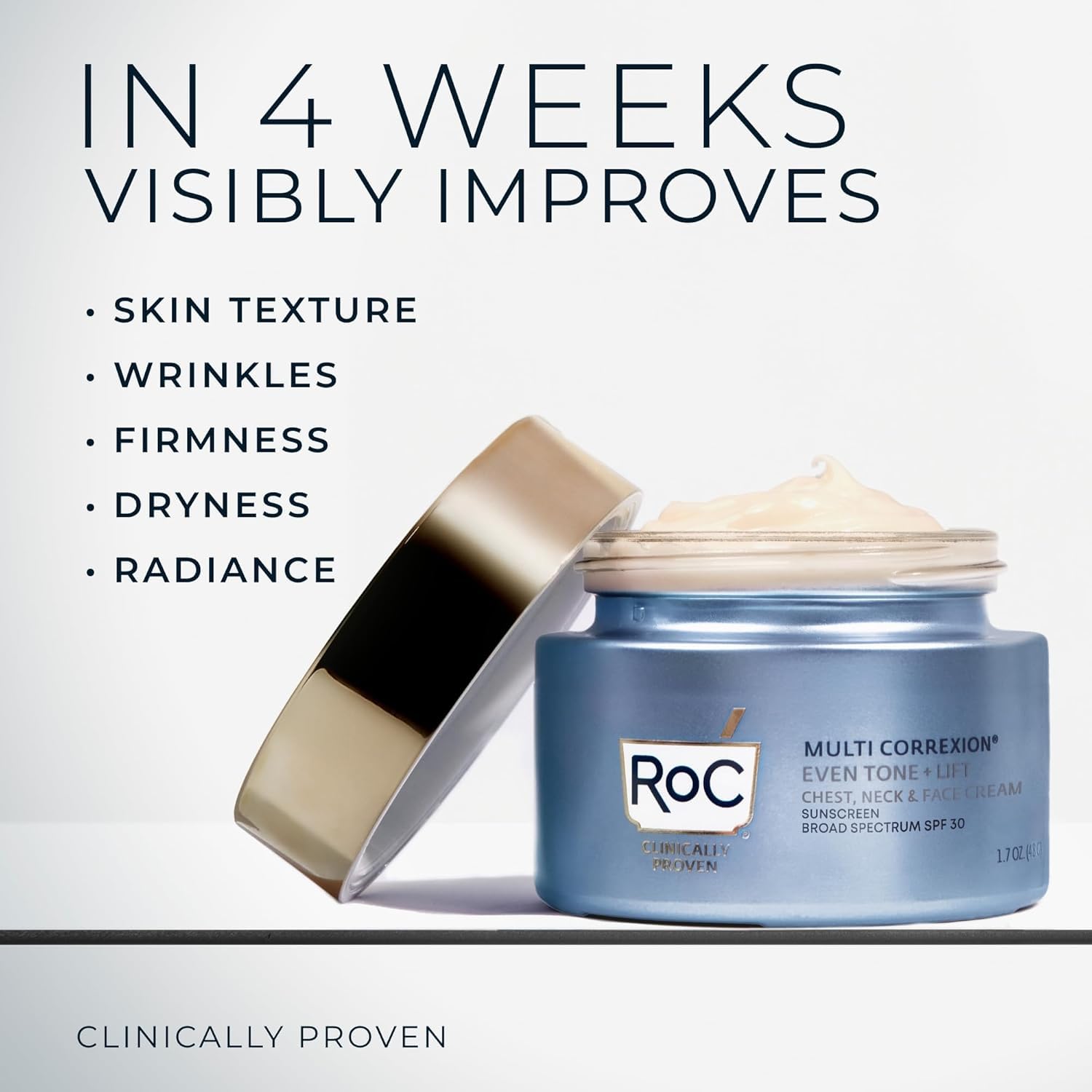 RoC Multi Correxion 5 in 1 Chest Neck Face Moisturizer Face Cream with SPF 30 for Visible Wrinkle and Neck Firming and Tightening