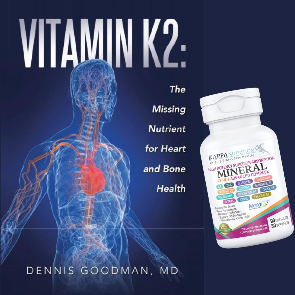 KAPPA NUTRITION (90 Capsules,Vitamin K2, Vitamin D3, Zinc, Selenium, Vanadium, Copper, Manganese, Potassium, Molybdenum, Calcium, Chromium, Iodine, Boron,