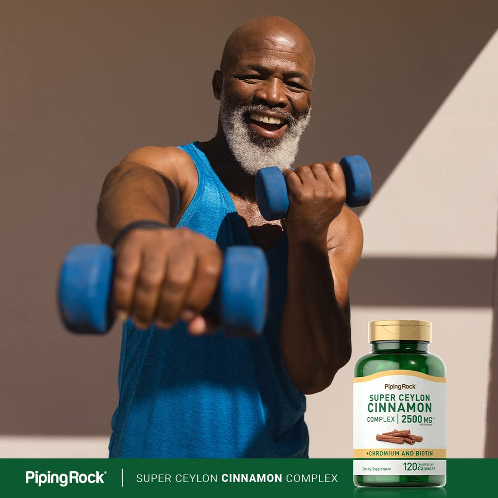 Piping Rock Ceylon Cinnamon Capsules | 120 Pills | Complex Supplement with Chromium and Biotin | Vegetarian, Non-GMO, Gluten Free